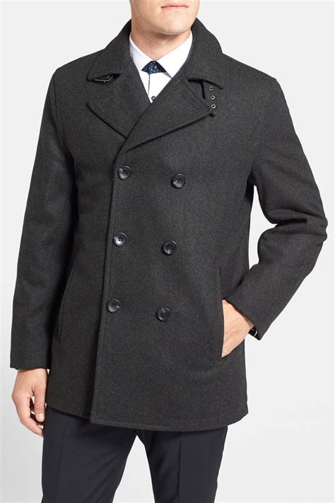 michael kors men's wool blend double breasted peacoat|Michael Kors Men's Classic Fit Double.